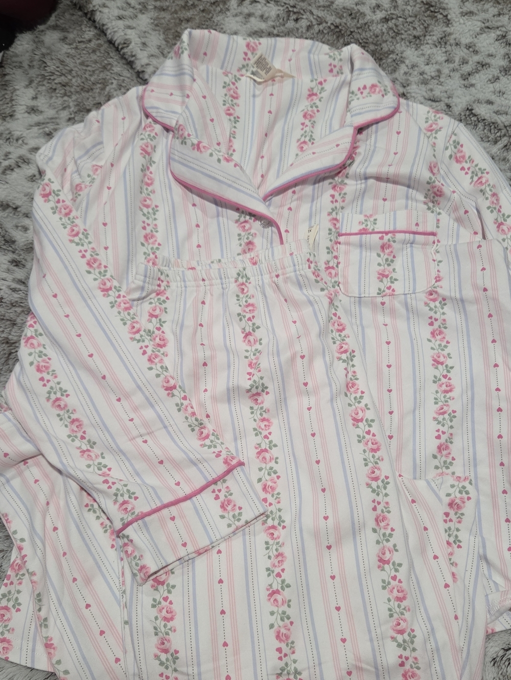 Pink Floral Stripe Pajama Set